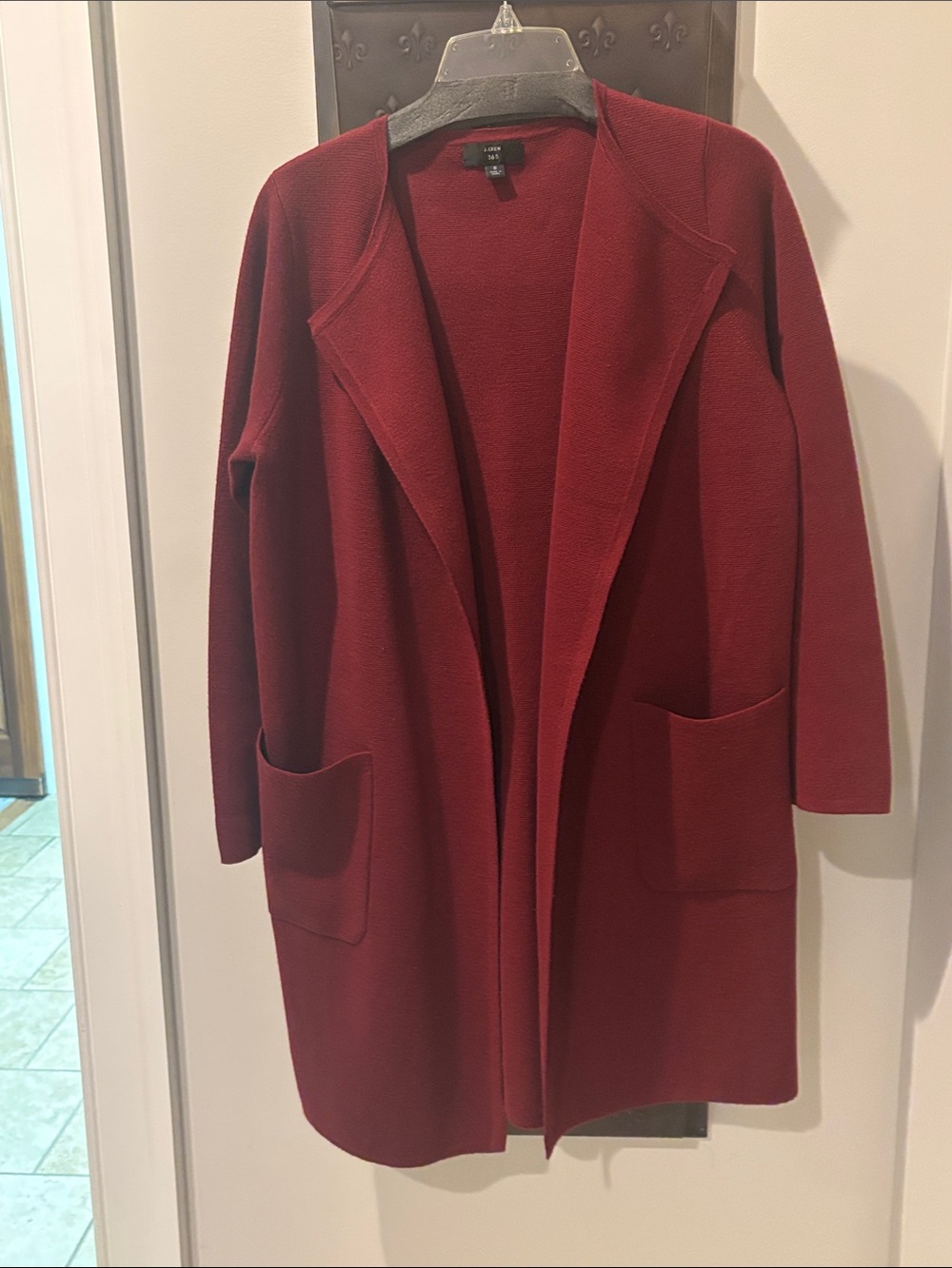 J. Crew Open-Front Maroon Cardigan